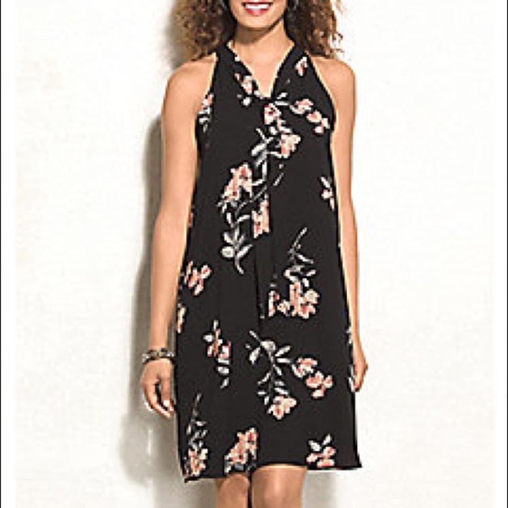 NWT FLORAL TIE-NECK DRESS